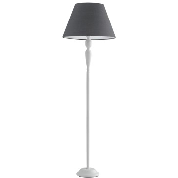 I-FAVOLA / PT - Lampadaire Abat-jour en métal blanc Lampadaire classique en tissu gris E27