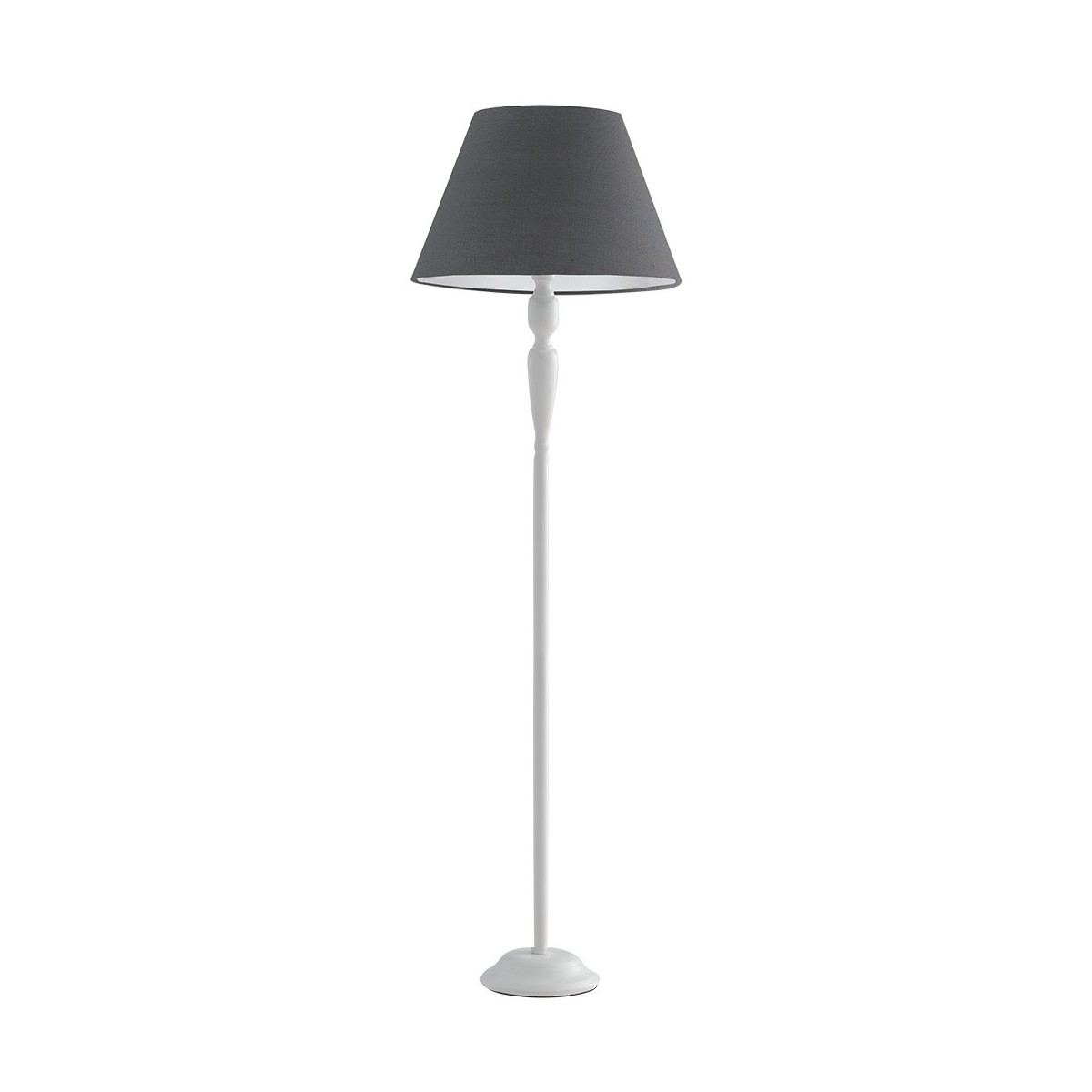 I-FAVOLA / PT - Lampadaire Abat-jour en métal blanc Lampadaire classique en tissu gris E27