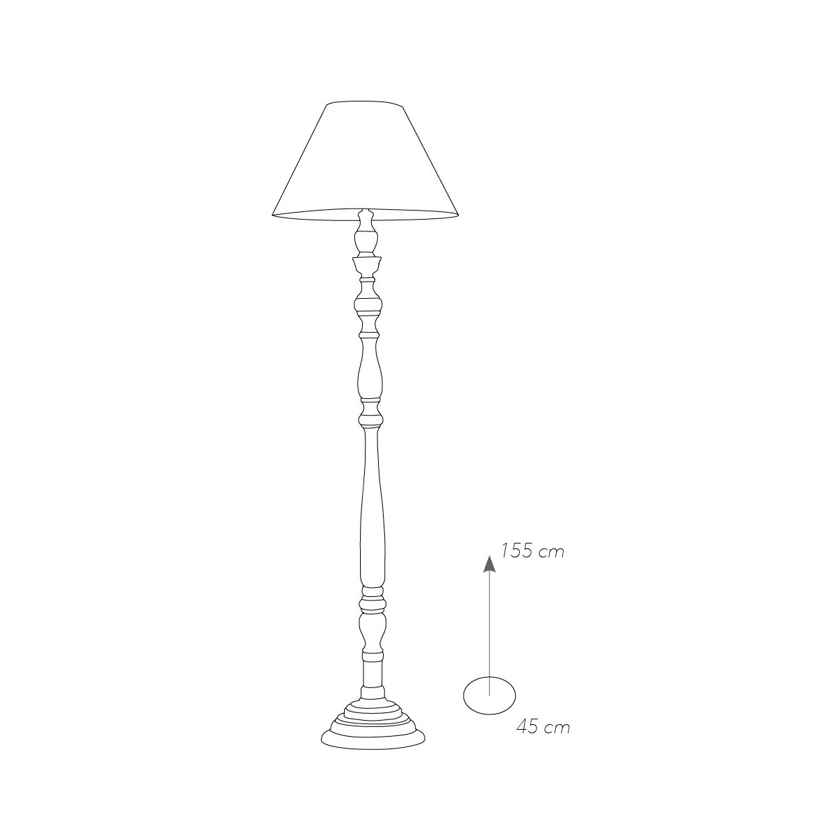 Lampadaire Fable en métal blanc orné d'un abat-jour en tissu gris FanEurope