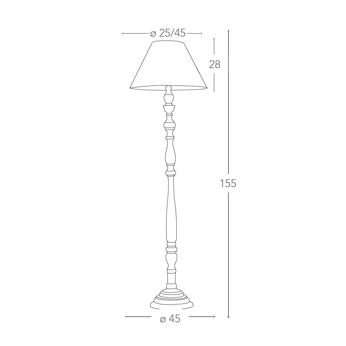 I-BOURLESQUE / PT - Lampadaire Lampadaire en bois au design classique 60 watts E27