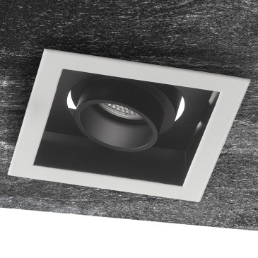 INC-APOLLO-1X10C - Incasso Quadrato Orientabile Bianco Nero Satinato Soffitto Ribassato Faretto Led 10 watt  Luce Calda