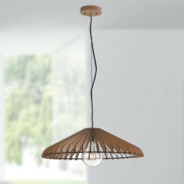 lampadario gabbia legno tondo pendente