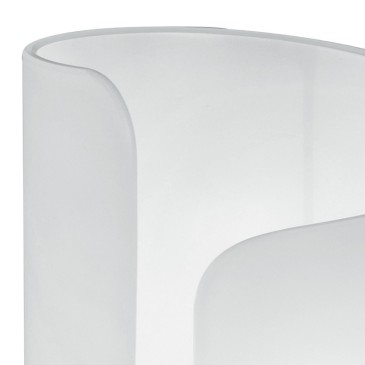 Lampada da tavolo 60W E27 bianco CREATE. Design moderno, struttura in alluminio e diffusore ricurvo in vetro.