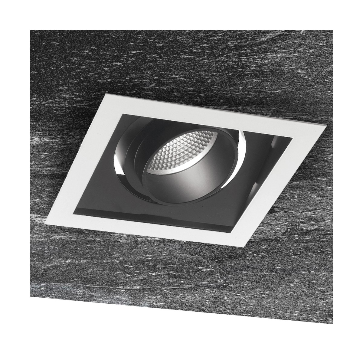 INC-APOLLO-1X45C - Plaque de plâtre réglable encastrée noire blanche carrée Spotlight 45 watts lumière chaude