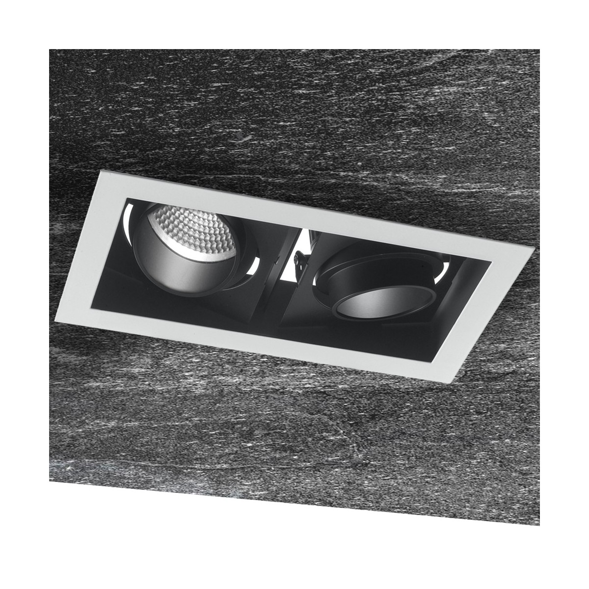 INC-APOLLO-2X10C - Faretto Incasso 2 Luci Orientabili Bianco Nero 20 watt Luce Calda