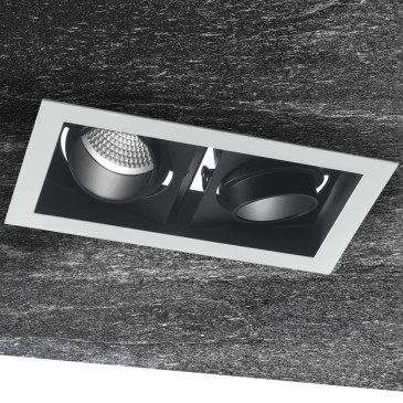 INC-APOLLO-2X20C - Faretto Bianco Nero Due Luci Orientabili Incasso Controsoffitto Led 40 watt Luce Calda