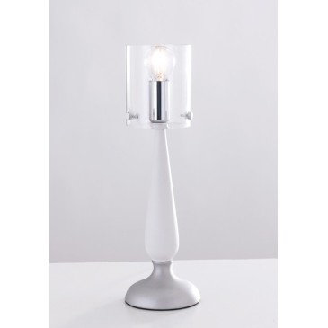 I-AURORA-L1 BCO - Lampe en verre blanc finition chrome Lampe de table moderne E14