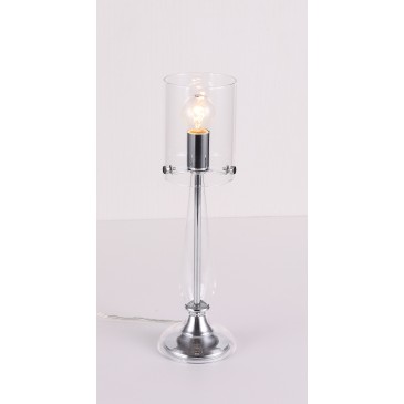 I-AURORA-L1 TR - Lampe de Table Transparente Verre Chrome Finitions Moderne E14