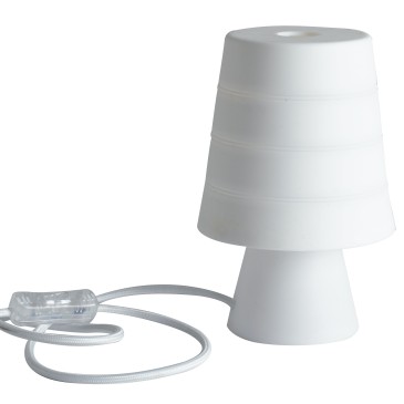 I-DRUM / L BCO - Lampe de table blanche avec abat-jour en caoutchouc souple E14