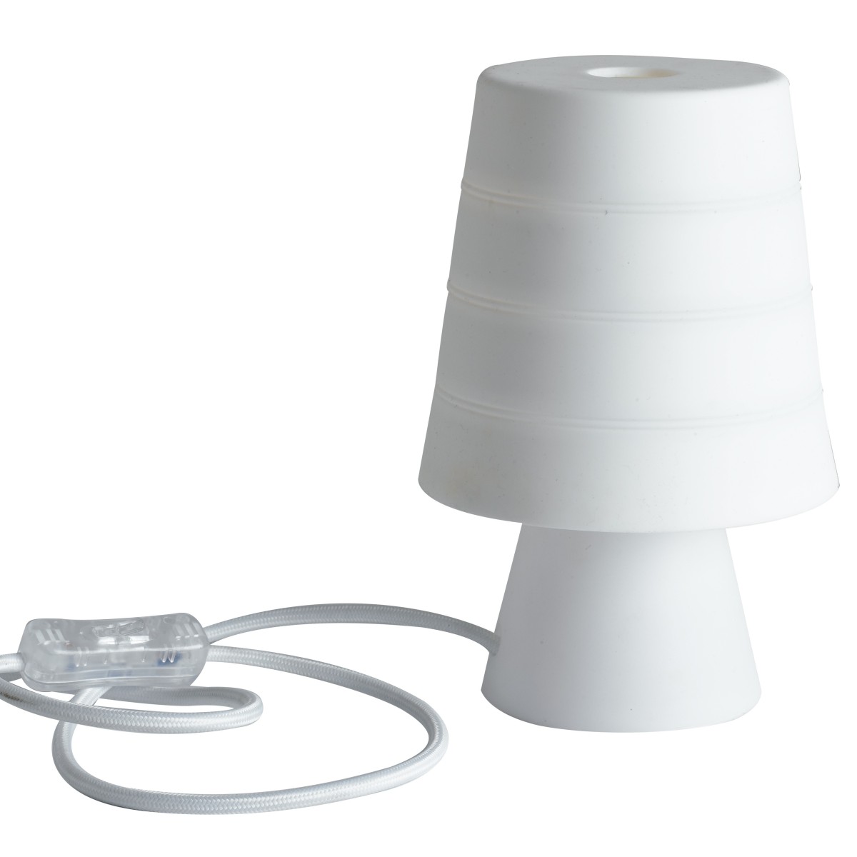 I-DRUM / L BCO - Lampe de table blanche avec abat-jour en caoutchouc souple E14