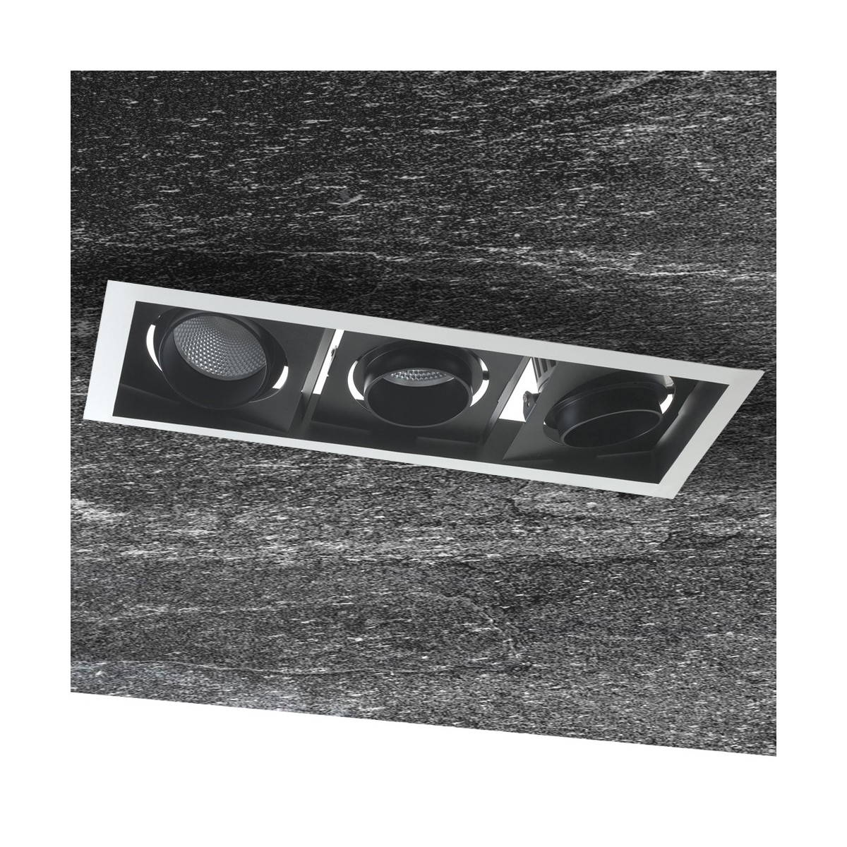 INC-APOLLO-3X10M - Incasso Cartongesso Nero Bianco 3 Luci Orientabili Faretto Led 30 watt Luce Naturale