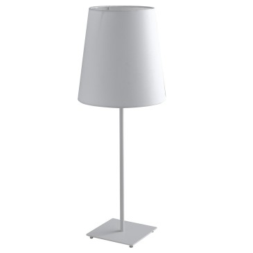 I-ELVIS-L BCO - Lampe de bureau moderne en métal avec abat-jour minimal en métal blanc E27