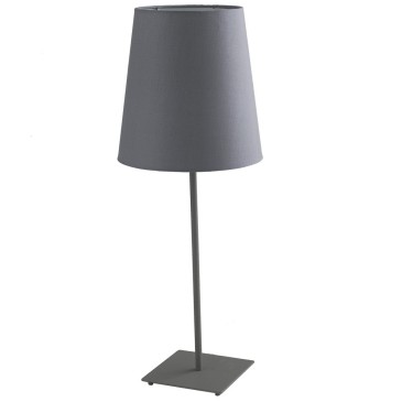 I-ELVIS-L GR - Lampe de table moderne en tissu gris abat-jour gris métal E27