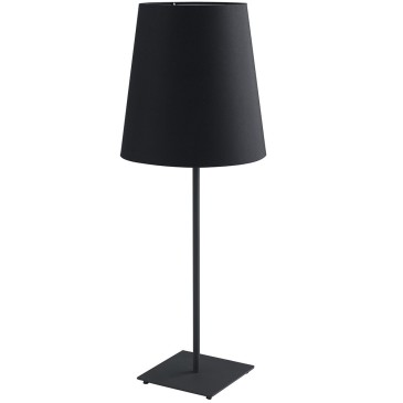 I-ELVIS-L NER - Lampe de bureau noire abat-jour en métal tissu moderne E27