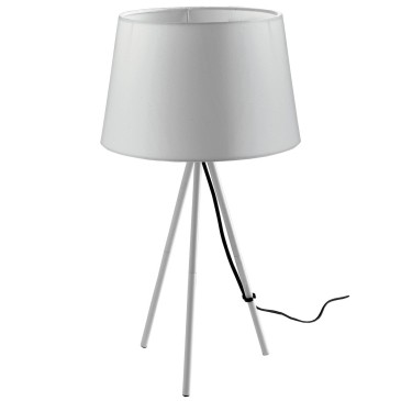 I-MARILYN-L BCO - Lampe de table trépied abat-jour en métal blanc intérieur moderne E27