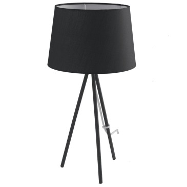 I-MARILYN-L BLACK - Minimal Tripod Lamp Black Metal Lampshade Fabric Modern Lampe de Table E27