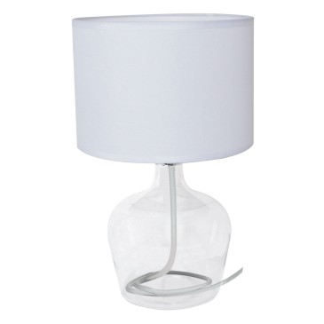 I-HENDRIX-L BCO - Cadre abat-jour Abat-jour en verre transparent Lampe moderne en tissu blanc E27