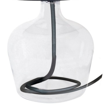 Lampe Hendrix avec base en verre transparent et fil de courant noir FanEurope