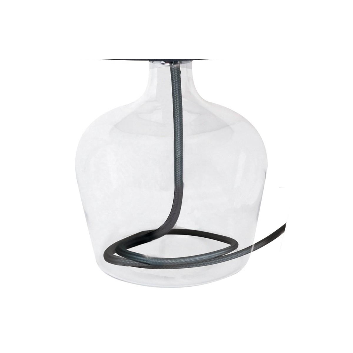 Lampe Hendrix avec base en verre transparent et fil de courant noir FanEurope