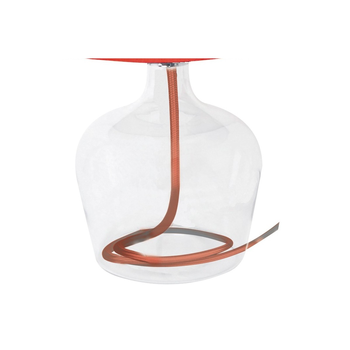 Lampe Hendrix avec base en verre transparent et fil de courant rouge FanEurope