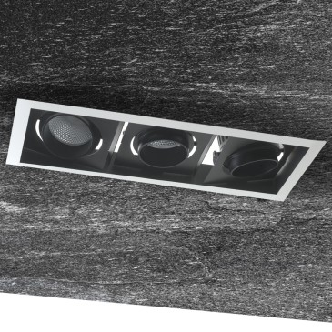 INC-APOLLO-3X45C - Incasso Soffitto Ribassato Bianco Nero Tre Luci Orientabili Led 135 watt 3000 K