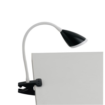 LEDT-HEGEL-BLACK - Lampada da Tavolo Flessibile con Pinza Silicone paralume Metallo Nero Led 3,2 watt Luce Naturale