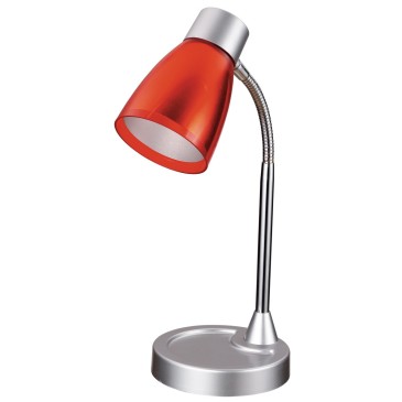 LDT055ARK-ROSSO - Lampe de bureau réglable rouge en plastique moderne en métal E14