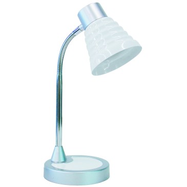 LDT055LEO-BIANCO - Lampe de bureau réglable abat-jour Base en plastique blanc Metalo E14