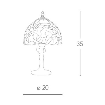 Abat-jour Dafne avec cadre en métal décoré et abat-jour en verre avec décoration florale colorée FanEurope