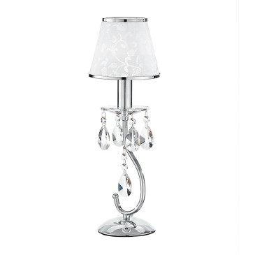 I-BOEME / L1 - Lampe de table Metal Drops K9 Crystals abat-jour Polyvinyl White Glitter Classic Lamp E14