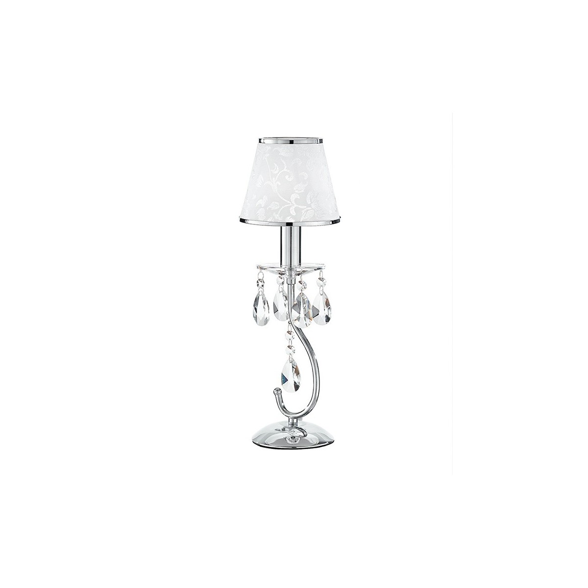 I-BOEME / L1 - Lampe de table Metal Drops K9 Crystals abat-jour Polyvinyl White Glitter Classic Lamp E14