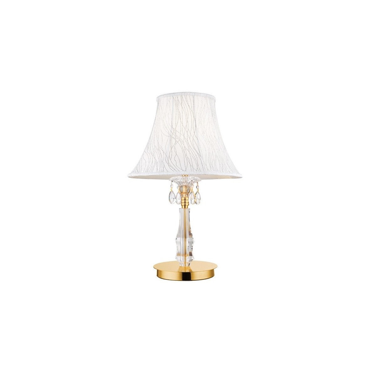 I-MONET/LG - Lampada da Tavolo Gocce Cristallo K9 finitura Oro paralume Tessuto Decorato Classica E27