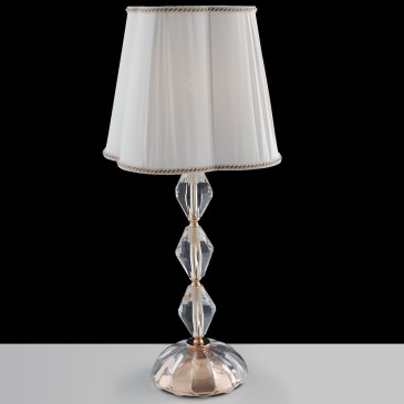 I-RIFLESSO / LG1 GOLD - Lampe de table classique en cristal finition dorée abat-jour en tissu E27