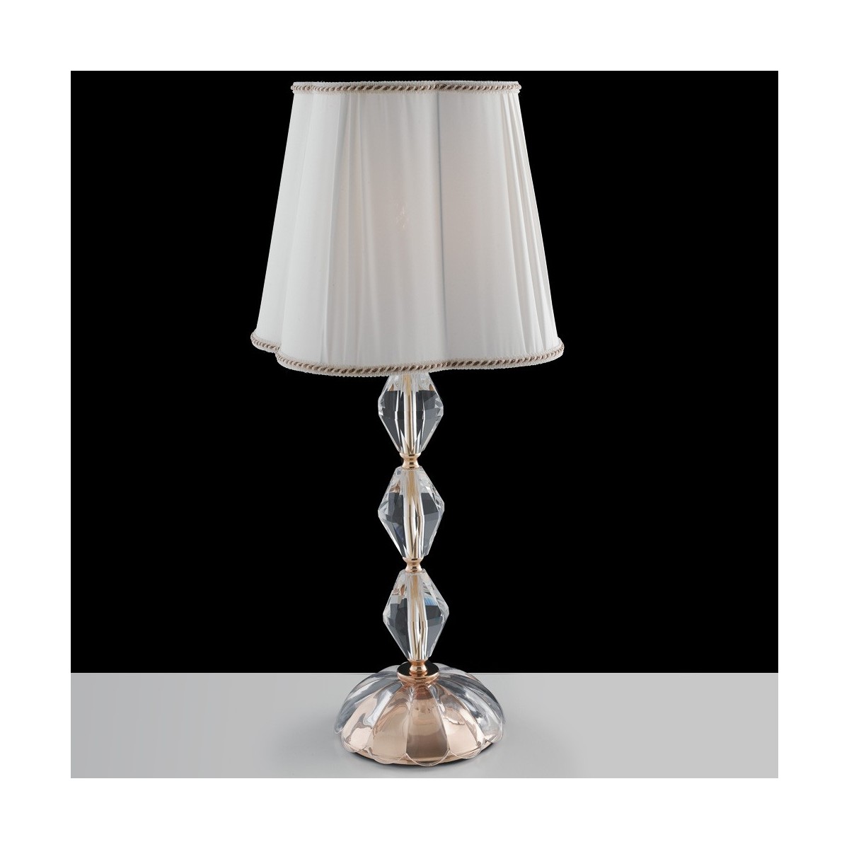 I-RIFLESSO / LG1 GOLD - Lampe de table classique en cristal finition dorée abat-jour en tissu E27