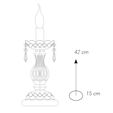 Lampe en verre Monalisa avec gouttes de cristal et finitions dorées FanEurope