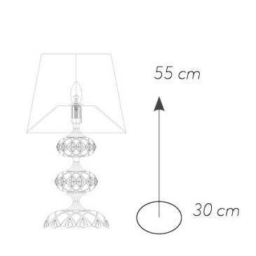 Lampe Incanto avec cadre en verre cristal et abat-jour en tissu FanEurope blanc