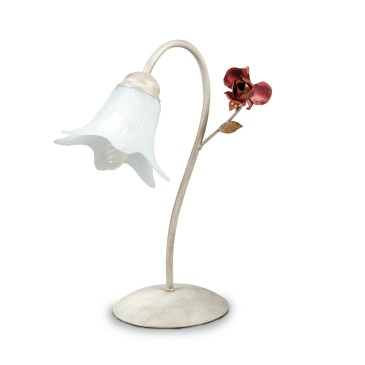 ROSE / L1 - Lampe de table rose rouge blanc Diffuseur en métal Lampe de table classique en verre E14