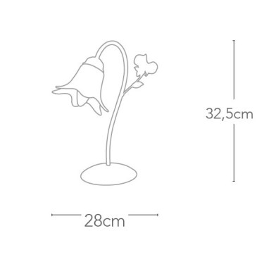 Lampe de table en métal blanc avec diffuseur en verre floral et décoration artisanale Rose rouge