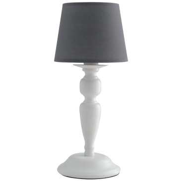 I-FAVOLA / L1 - Élégante Lampe de Table en Métal Blanc Gris Gris Tissu Classique E14