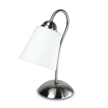 I-1162/L NIK - Lampada da Tavolo Nickel Metallo paralume Vetro Soffiatto Classica E14