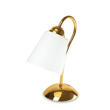 I-1162/L ORO - Lume paralume Vetro Soffiato Metallo Oro Lampada da Tavolo Classica E14