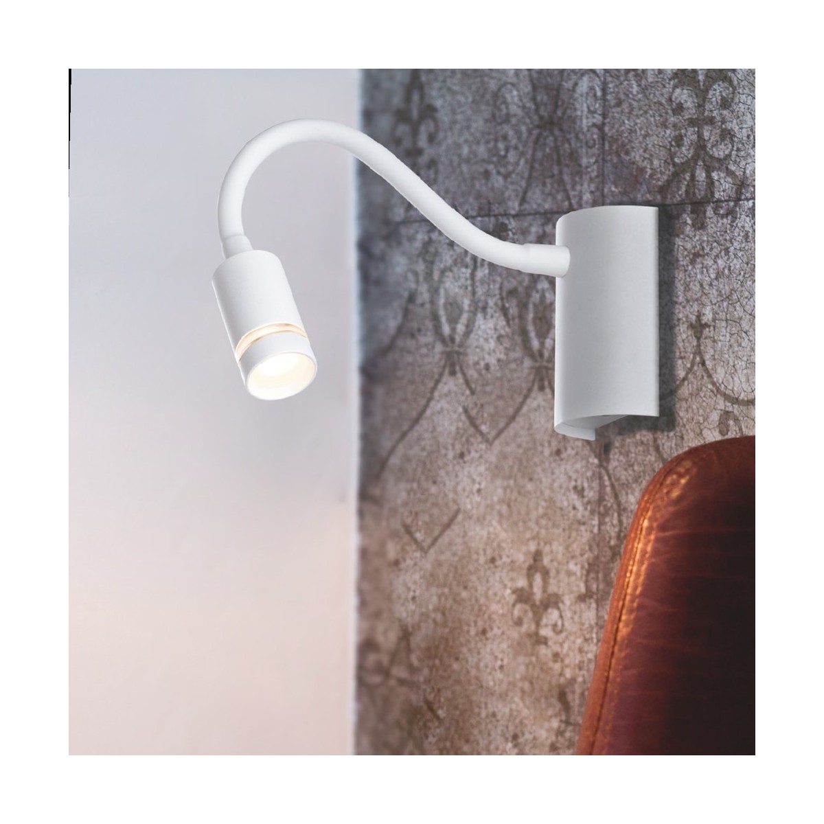 LED-KEPLER-BCO - Applique da Lettura Flessibile Silicone Bianco Lampada Moderna Led 3 watt Luce Calda