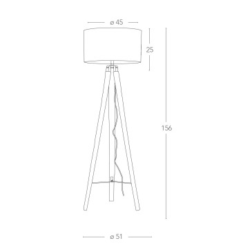 Lampada da Terra Tre Piedi Tortora con Struttura in Legno e Paralume in Tessuto FanEurope
