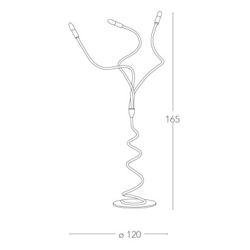 I-LOVER-PT3-NERO - Lampada da Terra Nera Metallo Silicone Flassibile Piantana Moderna Interni E14