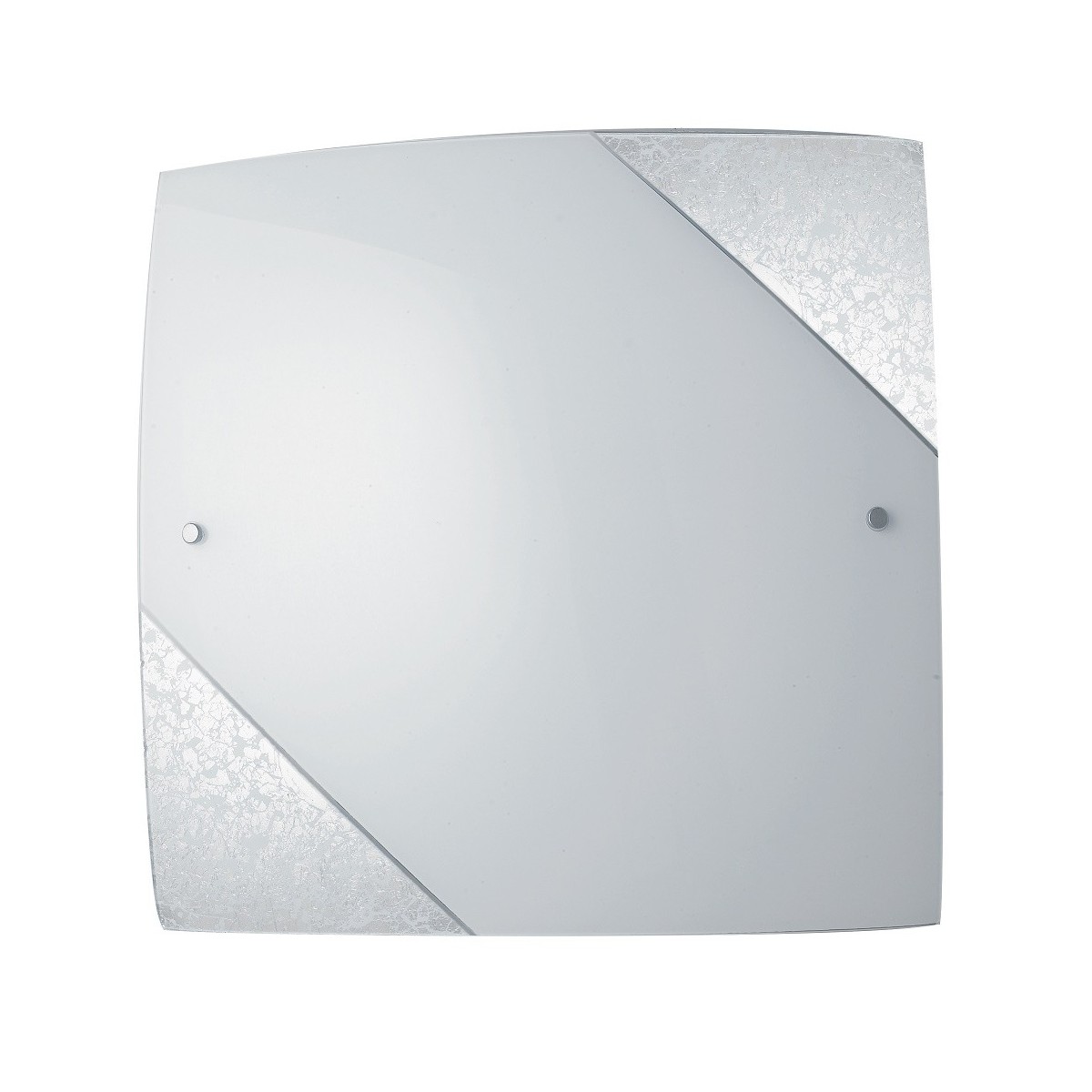 I-PARIS/3030 SIL - Plafoniera Quadrata Vetro Bianco Decoro Argento Soffitto Parete E27