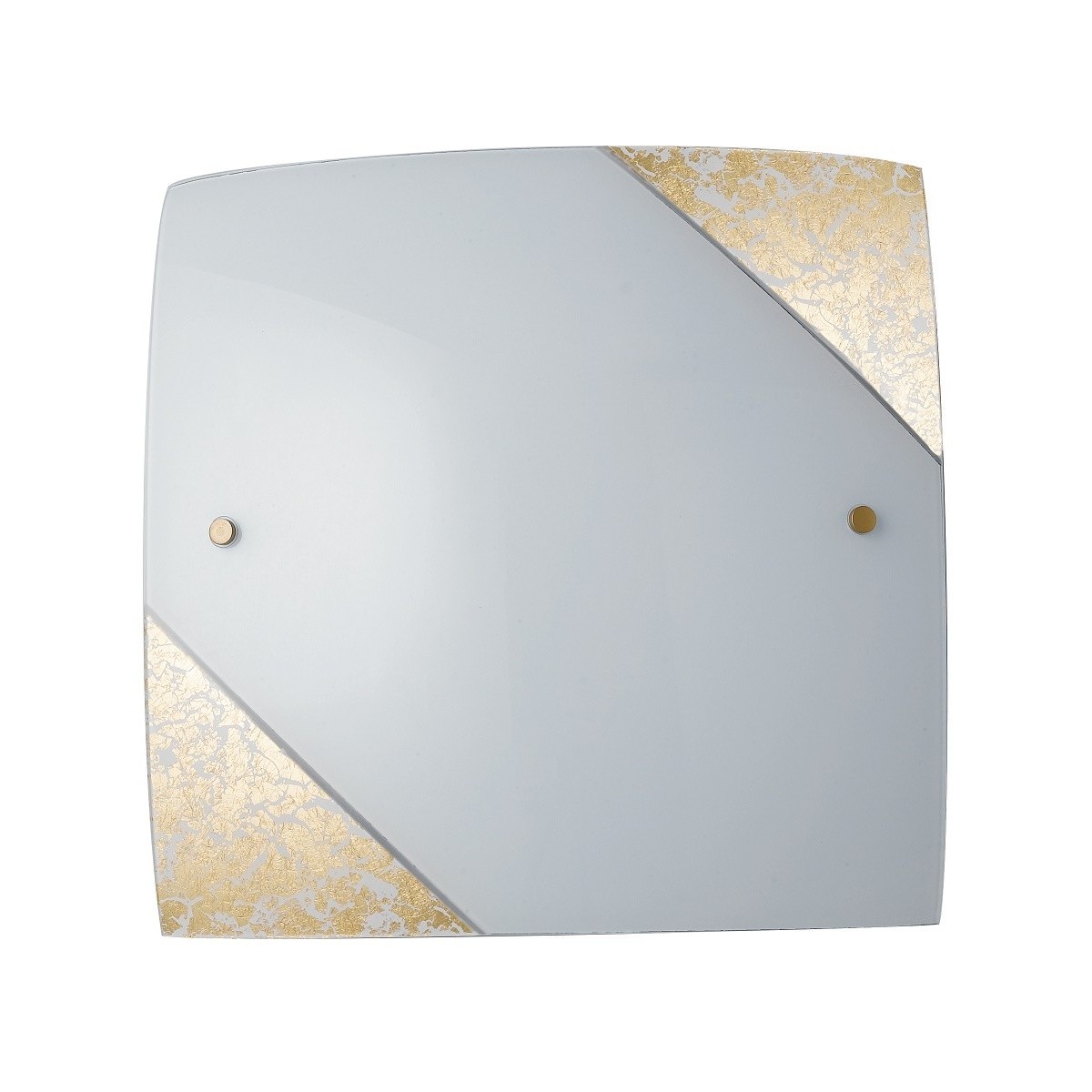 I-PARIS/3030 ORO - Plafoniera Soffitto Parete Quadrata Decoro Oro Vetro Bianco E27