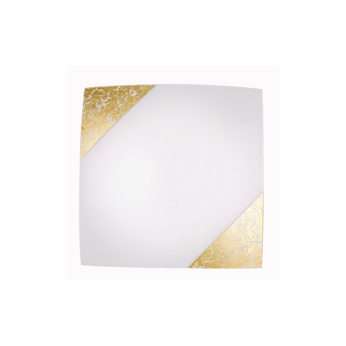 I-PARIS / 4040 GOLD - Plafonnier avec décoration dorée Lampe moderne carrée en verre blanc E27