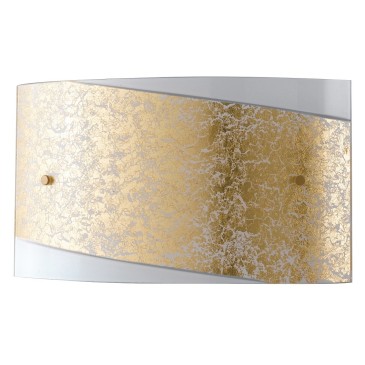 I-PARIS / 3520 GOLD - Applique rectangulaire en verre blanc bande dorée Lampe moderne E27