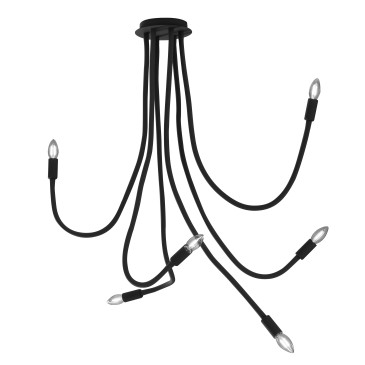 I-LOVER-6-NERO - Plafonnier flexible 6 lumières Metal Black Silicone Modern Lamp E14