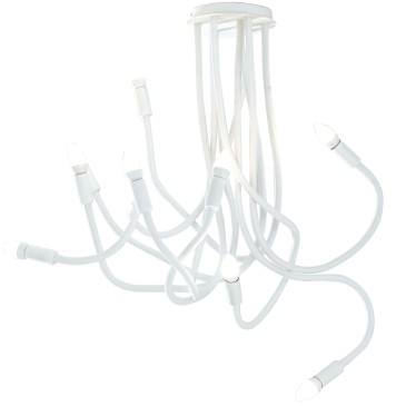 I-LOVER-9-BCO - Plafonnier Neuf Lumières Blanc Métal Flexible Silicone Plafonnier Moderne Lampe E14